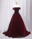 Burgundy Long Off Shoulder Prom Dress Long Prom Dress