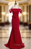 Burgundy Mermaid Satin Spagehtti Straps Prom Dress With Sash