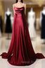 Burgundy Mermaid Satin Straps Prom Dress
