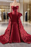 Burgundy Mermaid Satin Sweetheart Prom Dress