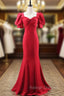 Burgundy Mermaid Square Short Sleeve Prom Dress