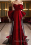 Burgundy Mermaid Strapless Bow Prom Dress