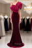 Burgundy Mermaid Velvet Spaghetti Straps Prom Dress