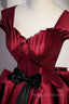Burgundy Satin Long Prom Dress, Burgundy A Line Prom Dress