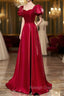 Burgundy Satin Long Prom Dress, Simple A Line Prom Dress