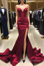 Burgundy Satin Mermaid Long Sweetheart Evening Dress Burgundy Prom Dress prom dresses shops