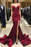 Burgundy Satin Mermaid Long Sweetheart Prom Dress Burgundy Prom Dress shops