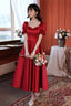 Burgundy Satin Short Prom Dresses Cute A-Line Prom Dresses