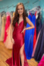 Burgundy Satin V Neck Mermaid Prom Dress