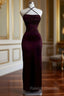 Burgundy Sheath Birthday Dress Long Prom Dress