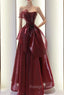 Burgundy Strapless Sleeveless Prom Dress