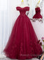 Burgundy Sweetheart Flowers Sequins Lace Party Dress, Long Formal Dress Prom Dress