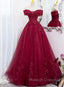 Burgundy Sweetheart Flowers Sequins Lace Prom Dresses Long Prom Dresseses