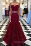 Burgundy sweetheart mermaid long prom dress, burgundy evening dress