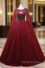 Burgundy Tulle Heavy Beading Prom Dress