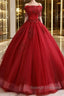 Burgundy tulle lace Prom Dresses Long burgundy tulle Prom Dresses
