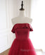 Burgundy Tulle Long Prom Dress, A line Burgundy Formal Prom Dress