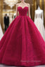 Burgundy Tulle Sweetheart Pleats Hand Work Prom Dress