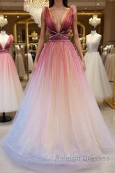 Burgundy v neck tulle sequin long prom dress burgundy evening dress