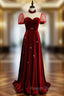 Burgundy Velvet Backless High Neck Prom Dress
