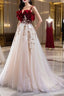 Burgundy Velvet Lace Long Prom Dress, A Line Off Shoulder Prom Dress
