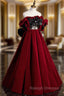 Burgundy Velvet Off the Shoulder Floor Length Prom Dress