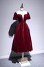 Burgundy Velvet Short Prom Dresses Cute A Line Prom Dresses