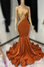 Burnt Orange Mermaid Prom Dresses Long Special Occasion Dress