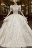 Buy More, Save More Ivory White Ball Gown Tulle Lace Short Sleeve Appliques Beading Wedding Dress