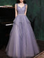 A Line Prom Dress Sparkle & Shine Dress Wedding Guest Birthday Floor Length Sleeveless Off Shoulder Tulle with Sequin Dress