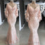 feather Prom dresses long pink lace applique v neck modest elegant mermaid luxury Prom Gowns