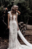 Cap Sleeve Sheath Boho Wedding Dress Vintage Lace Rustic Wedding Dresses