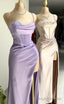 Spaghetti Straps Lilac Prom Prom Dresses, Popular Silk Satin Prom Dresses, High Quality Bridesmaid Dresses