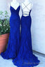 Elegant Mermaid Royal Blue Lace Long Prom Dress, With Lace Up Back 2026 Long Prom Dress