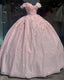Pink Glitter Sweetheart Prom Dress, Ball Gowns