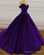 Purple Wedding Dresses, Lace Ball Gown Prom Dress, Off The Shoulder For Women