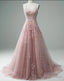 Lace Applique A Line Elegant Spaghetti Straps Cheap Senior Prom Gown