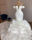 Elegant Mermaid African Women Wedding Dresses 2026 Off The Shoulder Ruffles High Quality Satin Birdal White Wedding Gown Prom Dresses