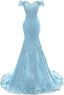 Womens V Neckline Mermaid Lace Long Prom Gowns