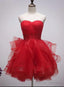 Beautiful Red Tulle Short Sweetheart Homecoming Dress, Lace Up Teen Prom Dress, Tea Formal Dress