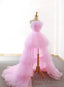 New Arrival High Low Pink Prom Dresses, With Ruched Prom Dresses