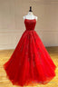 Red Long Prom Dresses, Lace Prom Dresses, Chic Prom Gown