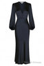 Simple V Neck Long Sleeves Prom Dress