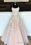 A Line Long Lace Prom Dress, Cute Lace-Up Prom Dress