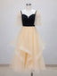 Champagne A Line Tulle Short Prom Dress Champagne Prom Dresses