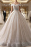 Champagne Ball Gowns Sequins Off The Shoulder Long Train Wedding Dress