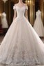 Champagne Ball Gown Tulle Appliques Off The Shoulder Wedding Dress