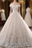 Champagne Ball Gowns Tulle Appliques Off The Shoulder Wedding Dress