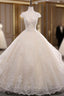 Champagne Ball Gown Tulle Beading Backless Wedding Dress