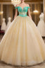 Champagne Ball Gowns Tulle Crystal Backless Wedding Dress